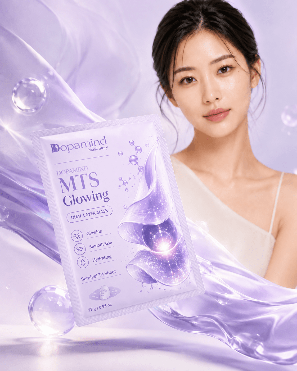 Khoảnh khắc sử dụng mặt nạ Dopamind Mask Story trong nghi thức chăm sóc da